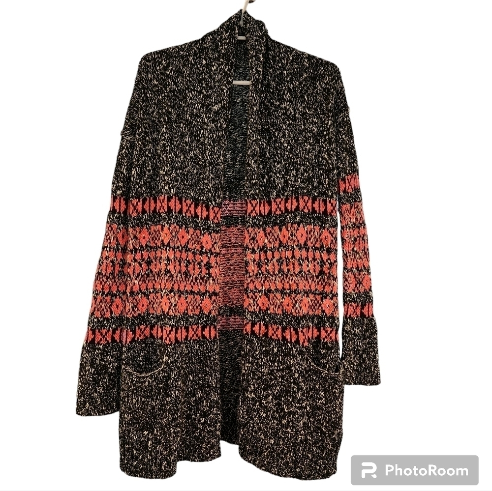 EXPRESS Black and pink marled longline cardigan Sweater Size Small